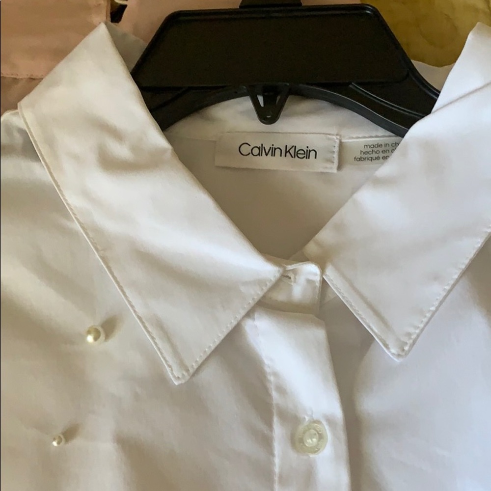 Calvin Klein white shirt with pearls - Picture 3 of 4